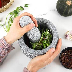 石臼压蒜器蒜子捣蒜臼碎捣FMG子药罐捣器蒜泥器窝家用石头研磨缸