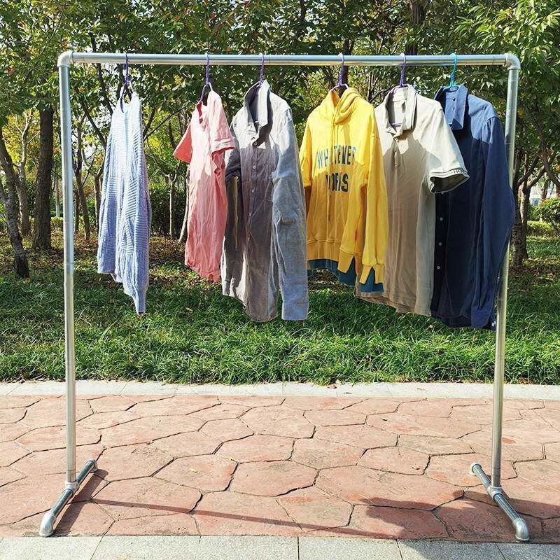 镀锌管服晒装架落展示架地服摊地TmBCzUu1被货架挂衣架子单杆架水