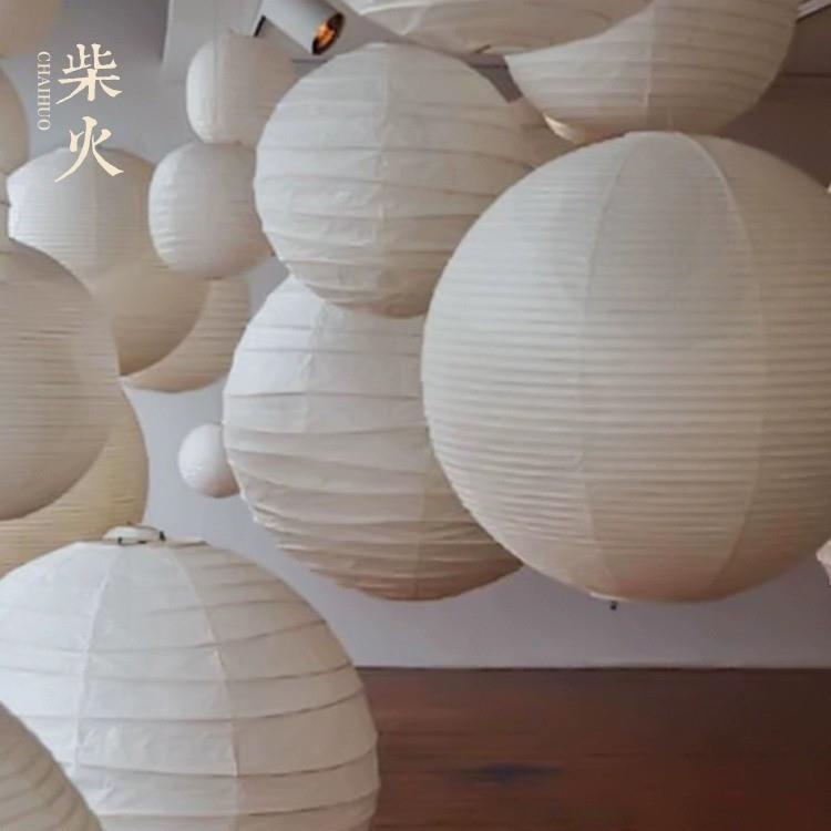 225新款式客厅吊灯0圆球灯卧室禅意76仿古中宣纸卧挑高日式灯笼室