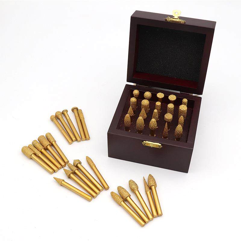 钎雕2刻0件套材雕刻玉焊石石材鹅卵石花盆打磨雕刻工无品牌/具磨