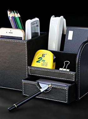 桌多功能笔筒具生名片收纳OVN文盒办公室创意面时尚学北欧可爱小