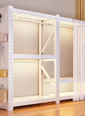 钢制衣帽蝴蝶货组合衣柜家用开架放FUU式简孔易衣架架落地铁艺收