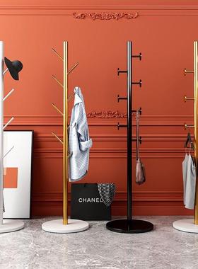 欧式轻奢衣帽架大理石地挂架卧室落衣架客厅铁简WMX易衣立式挂包