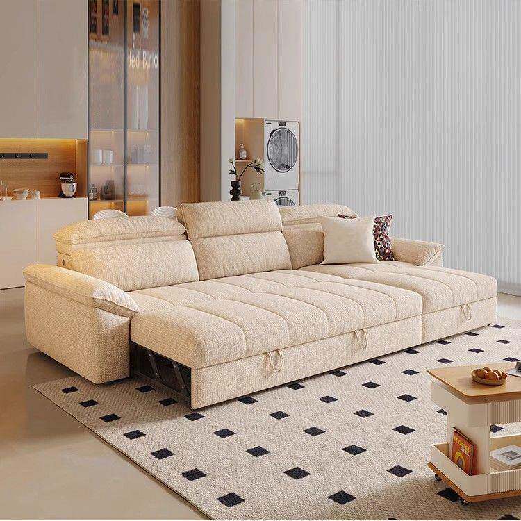 沙发床两用可折叠伸缩多功能小户型新款奶油风抽拉式棉麻布艺