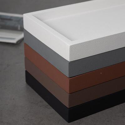 花盆托盘方kop62551仿水泥长灰形白黑吸水石底座盆垫微景观接水盘