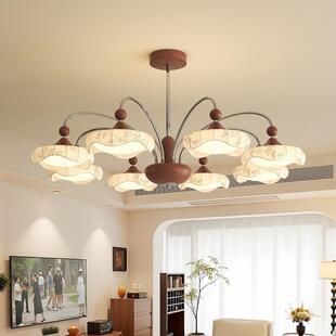 宋氏美学16096客胡厅布艺吊灯色用大厅卧室主灯法式复古桃木餐厅