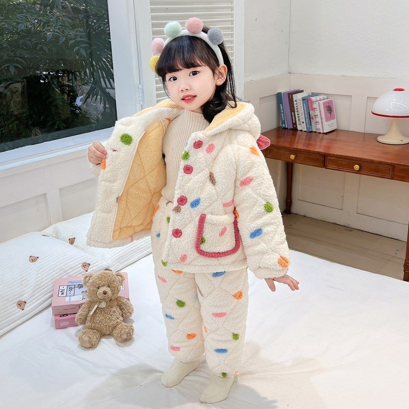 女童睡衣三层夹棉2024新款冬季加厚保暖女孩冬款法兰绒女童家居服,童装/婴儿装/亲子装,家居服套装,淘宝优惠券,粉丝福利购,淘宝优惠卷