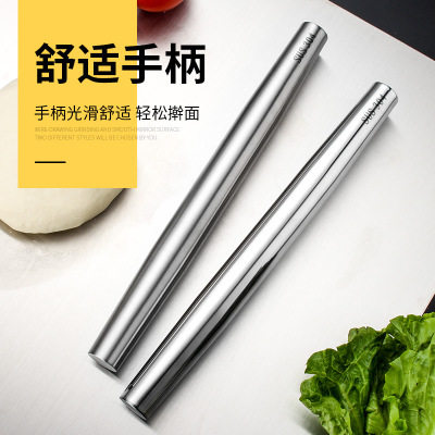 304不锈钢家用单双手擀面杖棍饺子皮手工面条烘焙工具神器大号粗