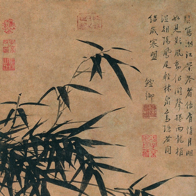 明 王绂 偃竹图 国画 墨竹图花鸟画 宣纸绢布 艺术微喷字画 装饰