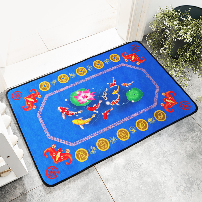 大门地垫入户门垫卫生间厨房家用平安吉祥葫芦纳福麒麟九鱼图国潮