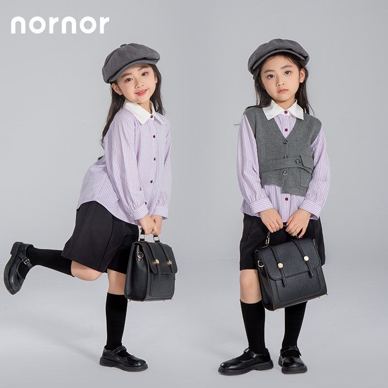 NORNOR女童西装短裤夏季薄款黑色女宝休闲五分裤儿童夏款宽松中裤