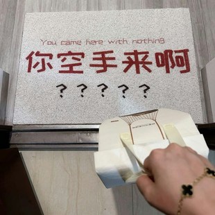 你空手来啊地垫入户门创意文字丝圈防滑耐脏脚垫进门蹭土玄关地毯