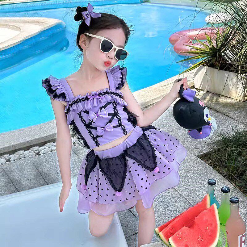 女童泳衣夏季新款儿童分体公主裙式女孩宝宝洋气度假风游泳衣泳装