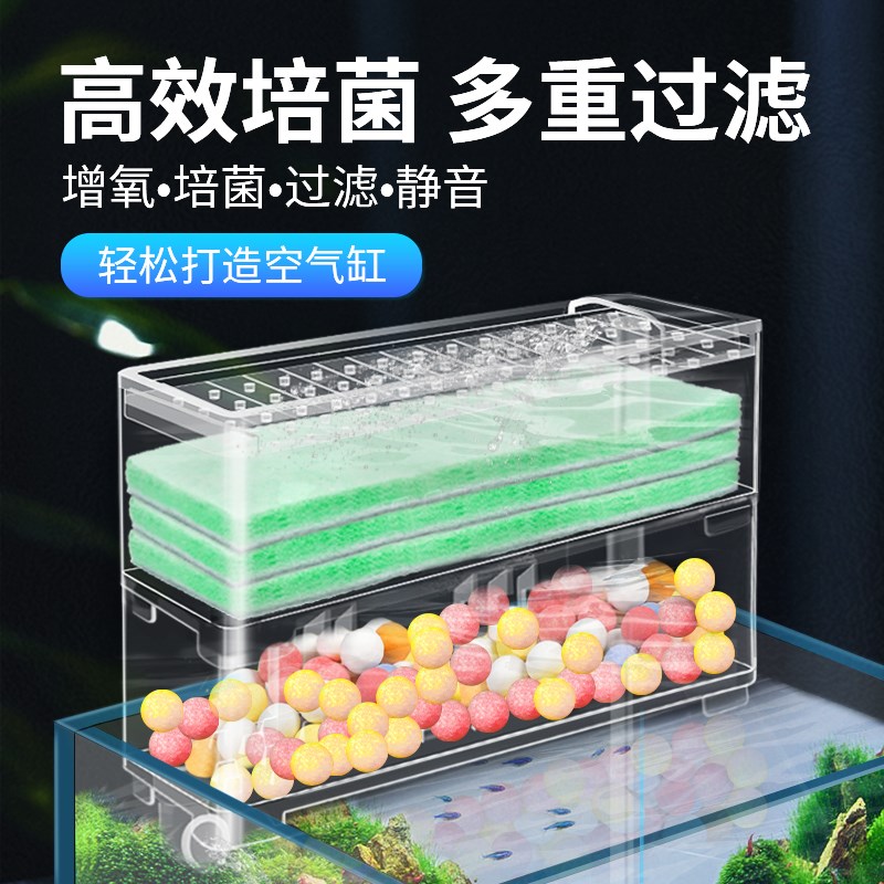 小鱼缸滴流盒过滤盒壁挂式鱼缸过滤器乌龟缸玻璃上滤透明循环水泵