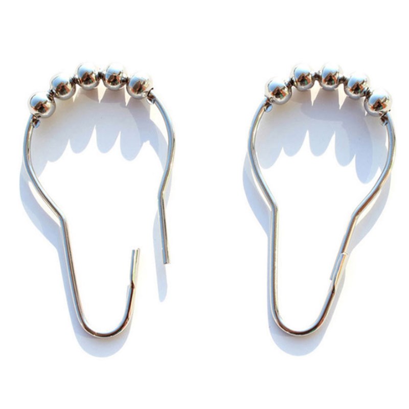 志贤浴室浴帘挂钩环五珠挂钩门帘窗帘扣环防锈12只装