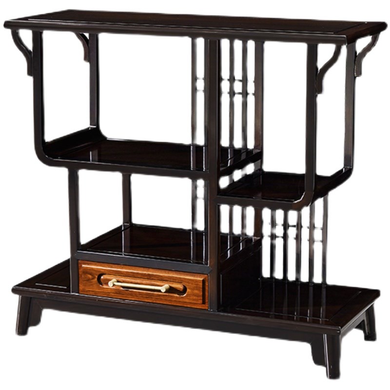豪的全实木茶水柜置物架新中式茶桌边几客厅餐边柜置物架榫卯整装