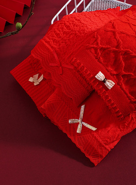 大红色本命年内裤大码内裤女胖mm200斤纯棉裆牛年结婚蕾丝红袜子