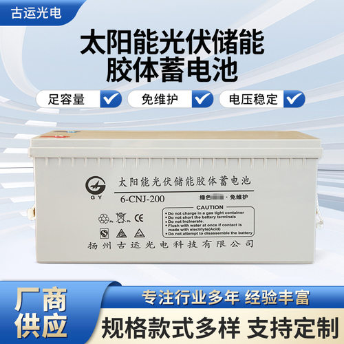 蓄电池12伏200NPG12V65AH24ah100ah安光伏太阳能储能胶体电瓶