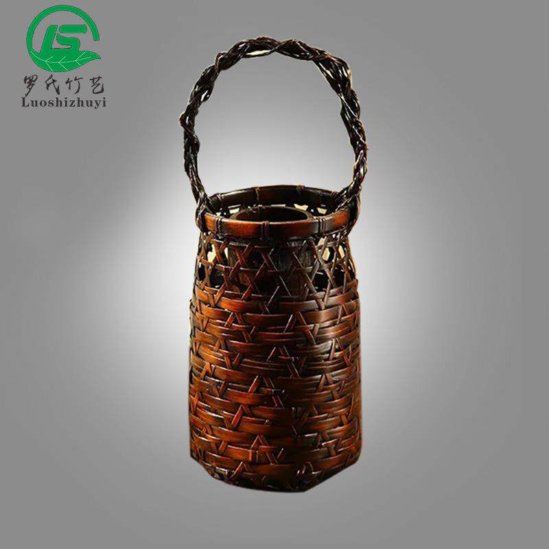 竹工艺品日式竹编花器茶道配件插花器茶室居家饰品罗氏竹艺