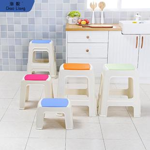 儿童塑料矮凳子可叠放家用加厚洗澡小方板凳成人客厅简约餐桌高凳
