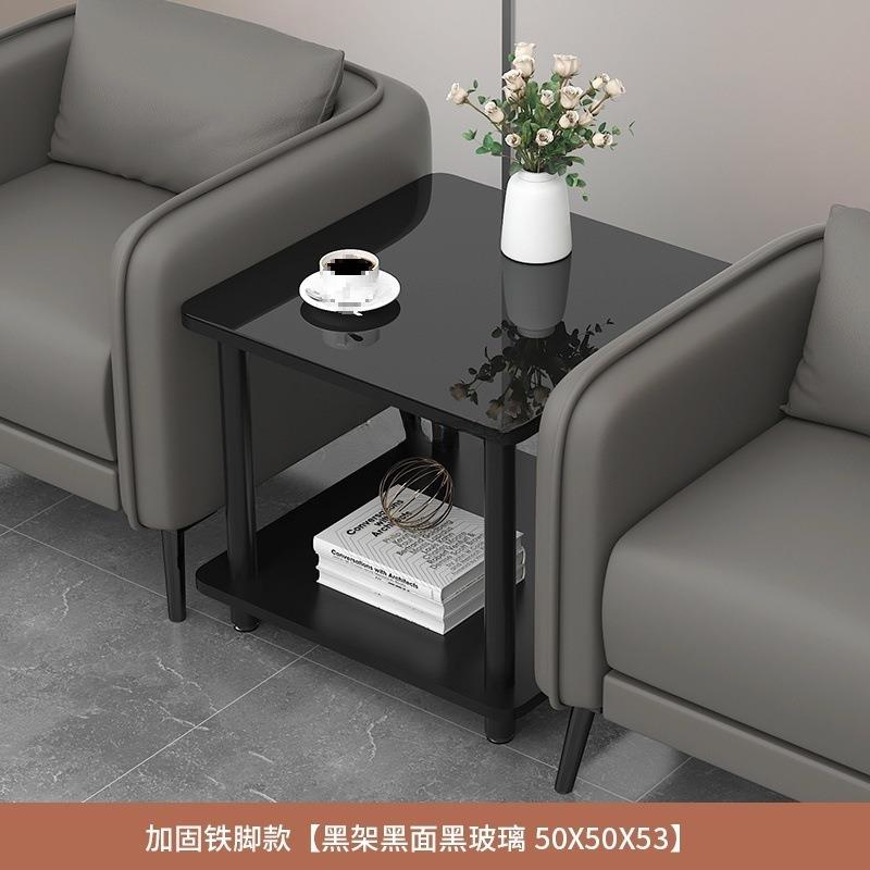 正方形小方桌单人位沙发中间茶几沙发拐角边几钢化玻璃办公室角几