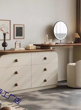 风梳妆台带抽收屉梳台化体妆FGP桌实木纳一奶油简约斗柜家用用落