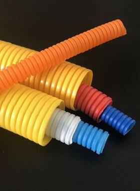 PP聚丙烯燃橙色塑阻料波纹软UQX车管电工电线火防汽线束穿线管可