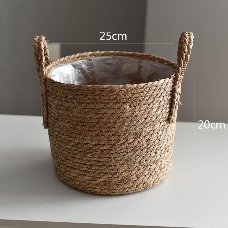 编织花573筐子草篮编花盆编篮子竹编藤套绿植花草编筐阳台