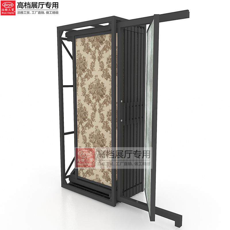 泊雅样工贸壁纸品示架立式落架地式瓷砖cl004展示窗帘抽拉展旋转