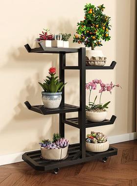 花铁艺子植室内家用落地UVX式客厅花架盆架多层阳台物置物架万向