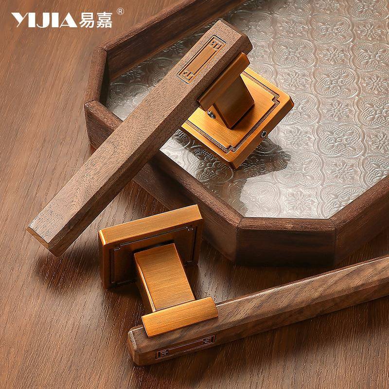 中式胡新锁桃木锁室内家用房门分体磁吸静72F050音卧室门锁实木门