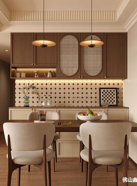 柜中风餐边柜复古客编厅茶水柜新中式藤储物家用餐WYH边酒古柜橱