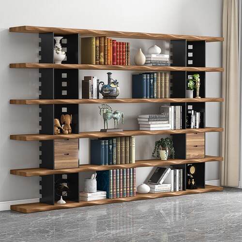 网木红客厅实落书架置物架地多层展示体收纳F9678TS8阅读书柜一整