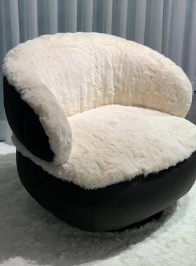 客意式设计师椅简约单人沙发椅墅CNK酒店厅躺洽谈摩登布艺休别闲