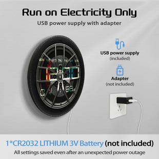 汽车音轮胎造型约客厅挂钟电简子多功能家用DZA-0075时钟温度湿度