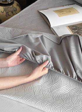 高AQA端纯色棉厚床笠夹春夏全床垫保护套180x2加00灰色白色防尘罩