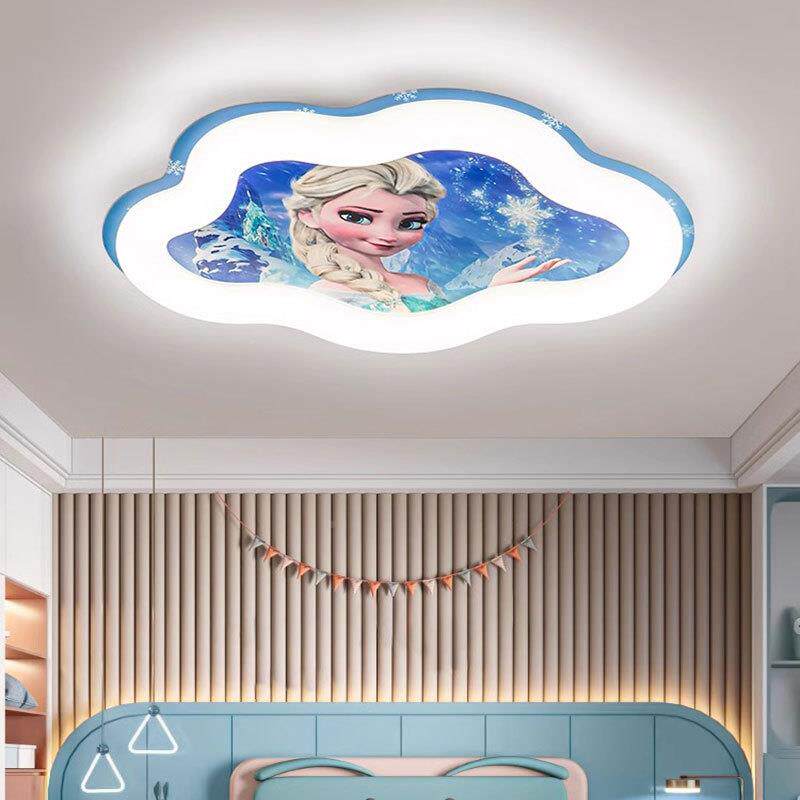 女房间艾莎公主吸顶灯冰雪奇吸缘艾莎公孩870儿主童卧室顶灯