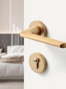 室色内家用房门锁磁吸静音木门拉金分体MLQ拉丝门锁锁卧室丝金轻