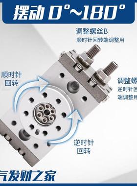 气动小型转角摆动可调09度180度旋转气缸MQB1-0A/20SA/30SMTA/50/