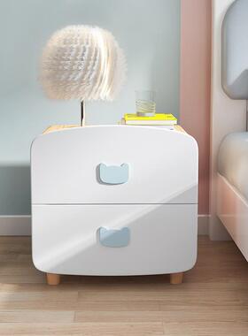 儿童小床头可爱型实木床边柜子FUY储物柜免安装柜卧室小床小头柜