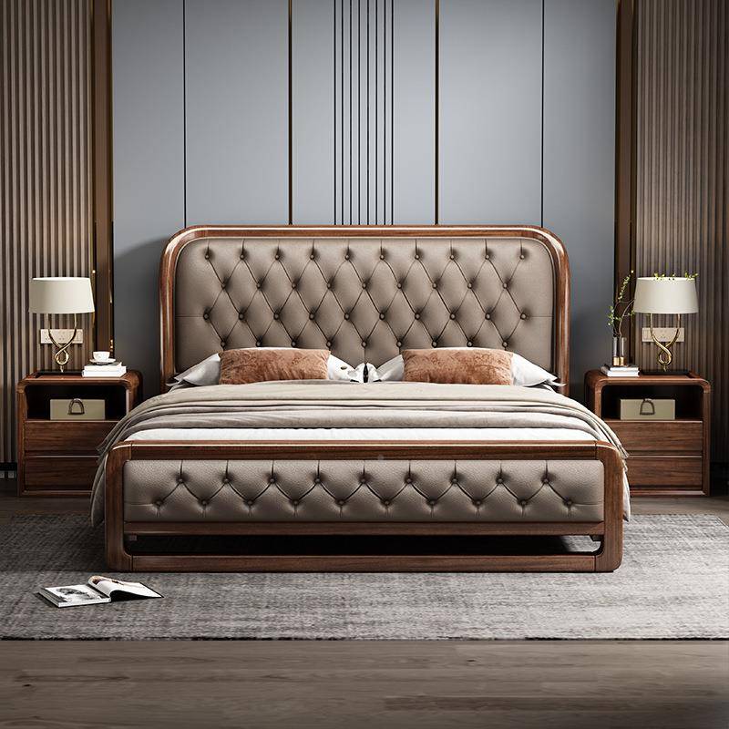 胡桃木床头柜物卧室储柜实木床边柜简约代中式屉477整装抽床现头