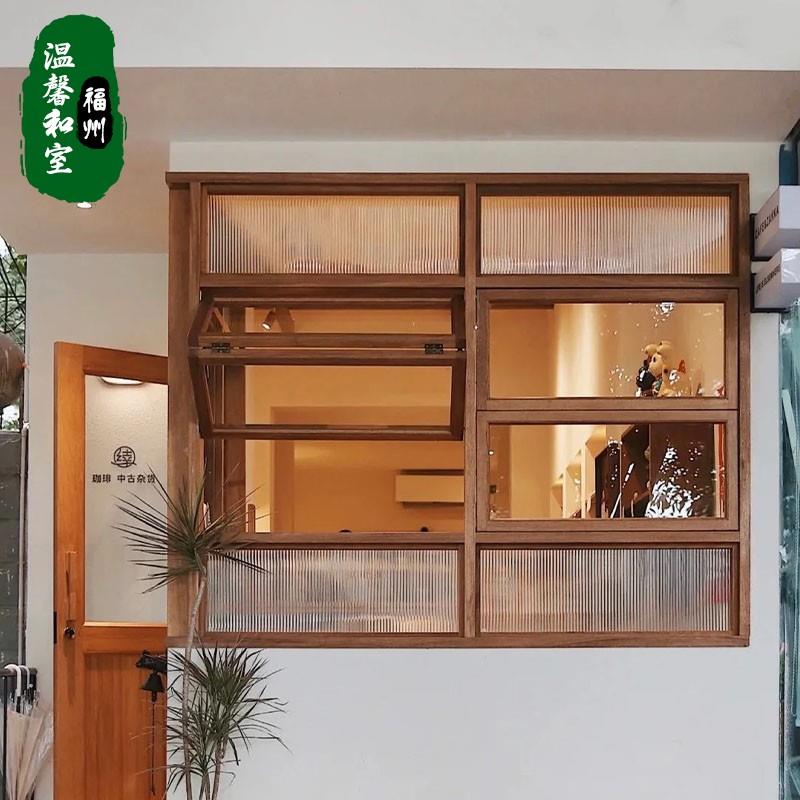 木窗窗花格框架推拉璃日式实木室内隔玻断户定制厨房XGF质折木叠