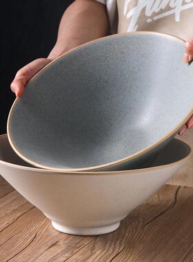 日式喇叭碗吃超碗大号拉面碗家用陶斗笠粗餐厅面馆商用大号面XKQ2