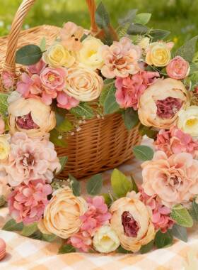 0in仿真牡丹花环玫瑰绣花球11春季花环夏家居装饰婚庆商场酒2店装