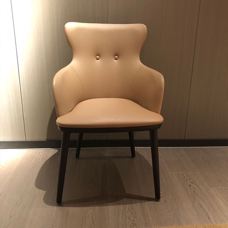 餐椅极简意式实木椅子咖啡馆休闲椅酒店接待室洽谈椅售楼部设计师