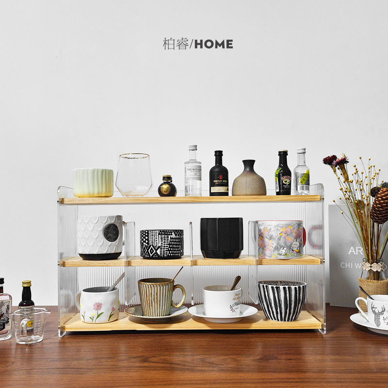 实木杯子杯架置物架九宫格水杯咖啡杯马克杯原木色桌面展示架