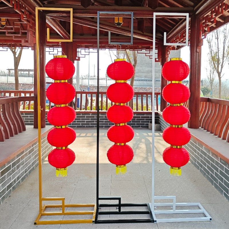 中式婚礼宫灯路引婚庆弯钩路引铁艺架子方管舞台节庆装饰灯笼路引