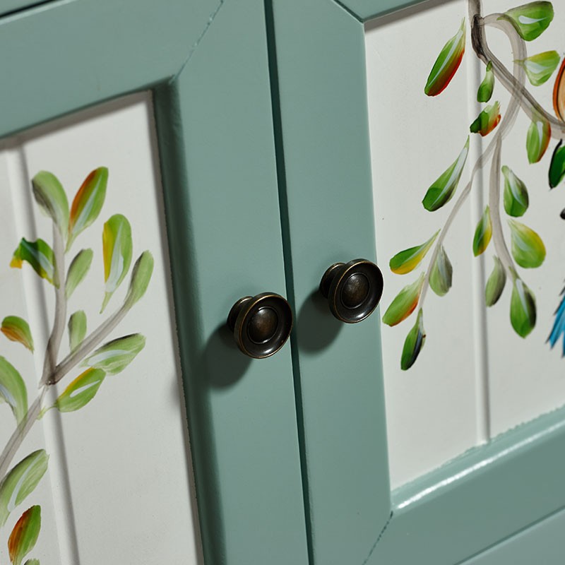 美式乡村门口换鞋凳可坐鞋柜换鞋柜沙发凳穿鞋凳彩绘储物矮坐凳