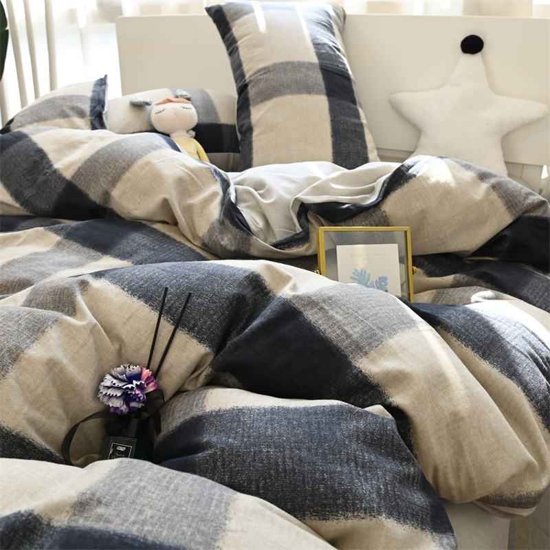 古堡磨毛加厚保暖简约四件套时尚床单被套床上用品三件套少女心