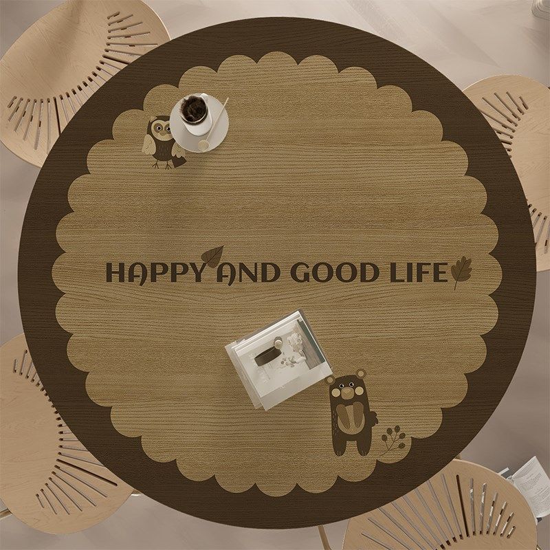 仿木纹圆桌布防水防油圆形茶几垫皮革餐桌桌垫实木卡通原木色台布,居家布艺,桌布,淘宝优惠券,粉丝福利购,淘宝优惠卷